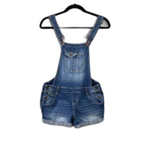 LEI Denim Short Overalls Blue Cotton Size Small Retro Y2K Style pockets